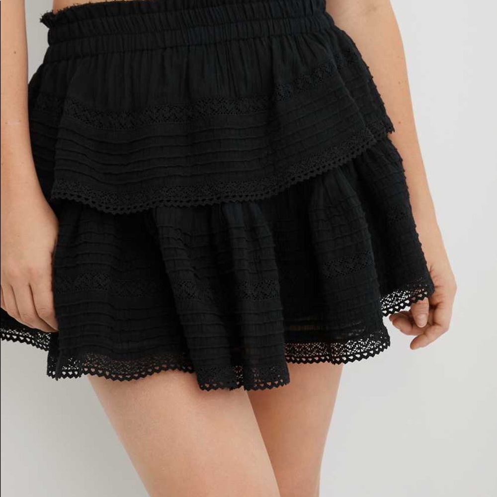 Aerie Black Rockin Ruffle Skirt Size Small